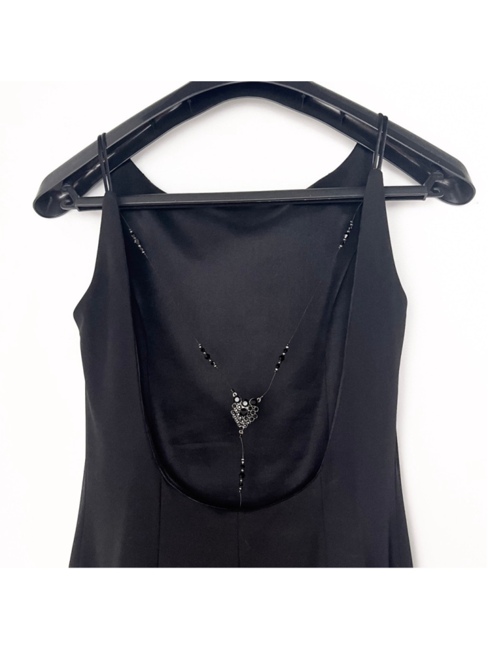 VTG DAVE & JOHNNY Laura Ryner Beaded Back Black Dress 90s Goth 5/6 classic CBK